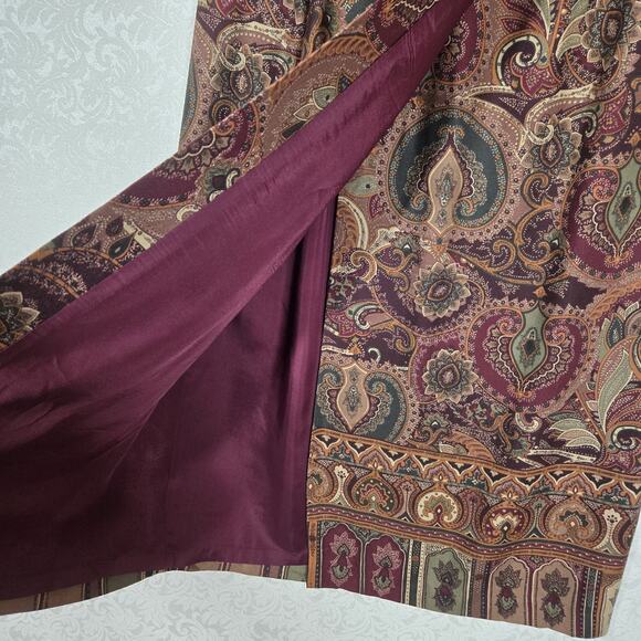 VTG Talbots Paisley Floral Midi Wrap Skirt sz L* Dark Academia Moody - Picture 4 of 14